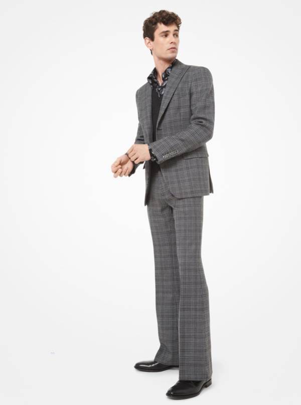 Panske Blejzre Michael Kors Glen Plaid Wool Tmavo Biele Siva - Oblecenie Michael Kors Outlet | UQOBM-8645